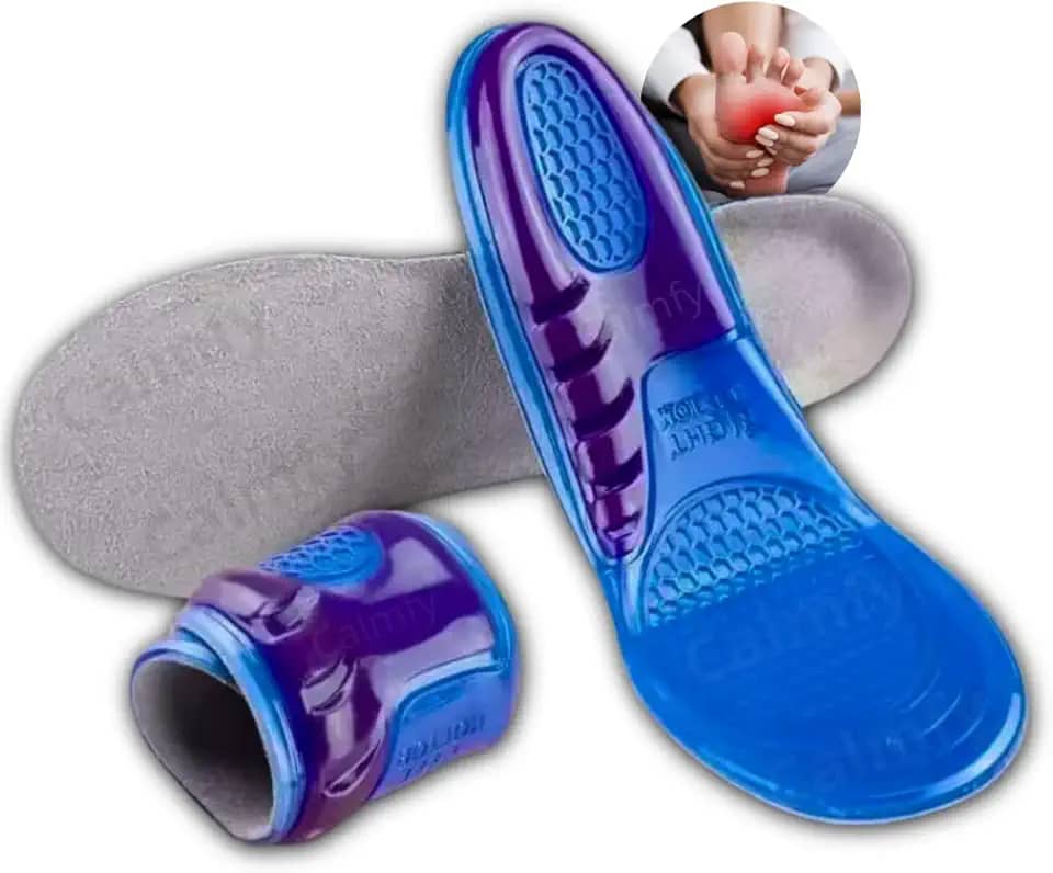 Palmilha Ortopédica Gel Silicone Anti Impacto, Tamanho 36 ao 42, Alívio para Fascite Plantar, Esporão Calcâneo e Dores - Confortável, Ajustável, Ideal para Uso Diário