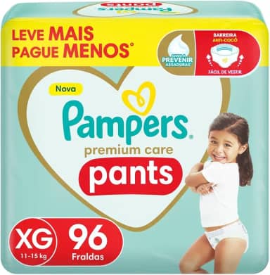 Pampers Pants Premium Care Fralda Fácil de Vestir XG 96 Unidades