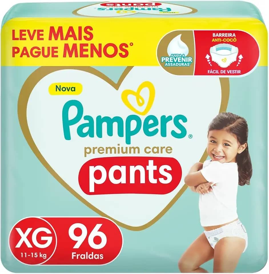 Pampers Pants Premium Care Fralda Fácil de Vestir XG 96 Unidades