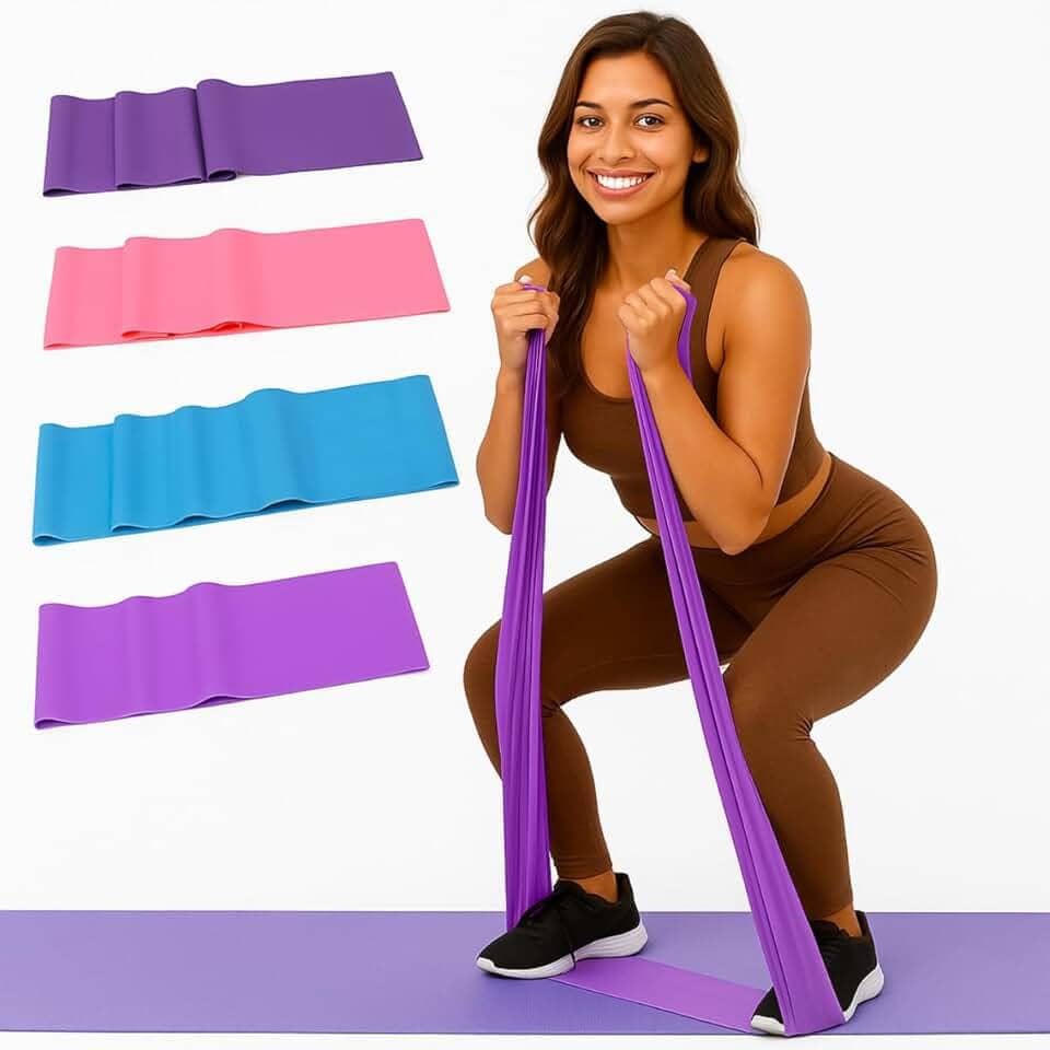 Kit com 3 Faixas de Resistência Elástica para Exercícios Fitness, Yoga, Pilates, Fisioterapia e Treino Funcional - Elástico Premium de Fortalecimento
