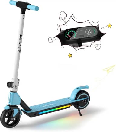 SIMATE Scooter Elétrica Para Crianças De 6 A 14 Anos, E Kick Scooter Com Display Led E Luzes Coloridas, Altura Ajustável E Dobrável, Freio Duplo, Presentes Para Crianças, Meninas E Meninos