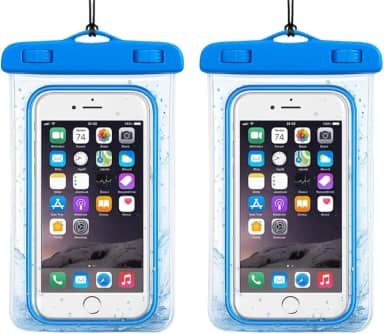 Capa Case Kit 2 Unidades A Prova D'água Impermeável para Celular Smartphone Capinha com Alça Universal Proteção 360º Completa Sensível ao Toque (Azul)