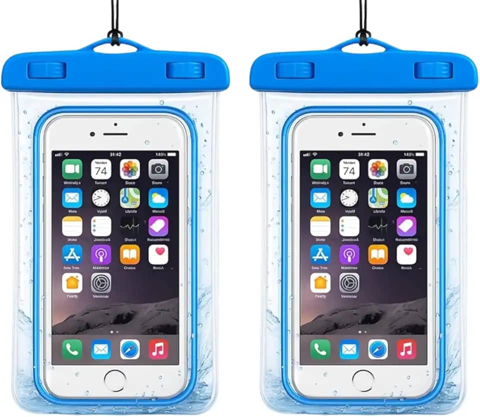 Capa Case Kit 2 Unidades A Prova D'água Impermeável para Celular Smartphone Capinha com Alça Universal Proteção 360º Completa Sensível ao Toque (Azul)