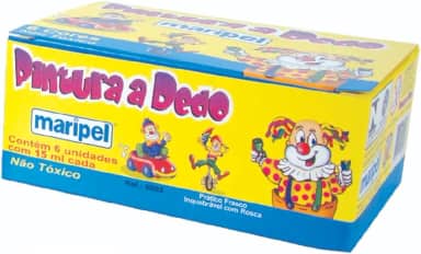 Tinta Pintura a Dedo com 6 Cores, Maripel 6003, Multicor, 15 ml