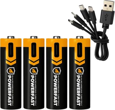 Gshield 4UN Pilha Recarregável USB-C Powerfast Carga Direta Rápida 1,5v até 1200 Ciclos (AAA, 1100 mWh)