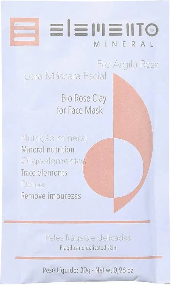 Elemento Mineral Máscara Facial Bio Argila Rosa 30g Para Peles Frágeis e Delicadas Acalma Refresca e Clarea a Pele