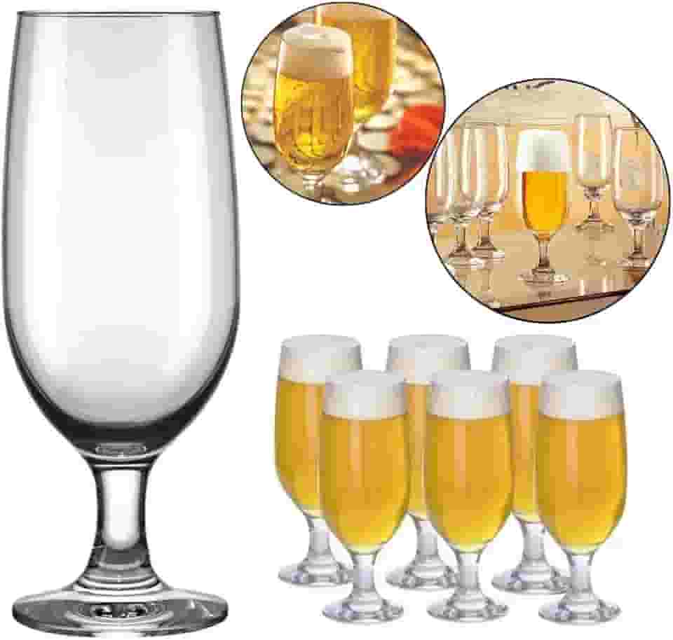 Jogo 6 Taças de Vidro 300ml Cerveja Água Refri Nadir Floripa