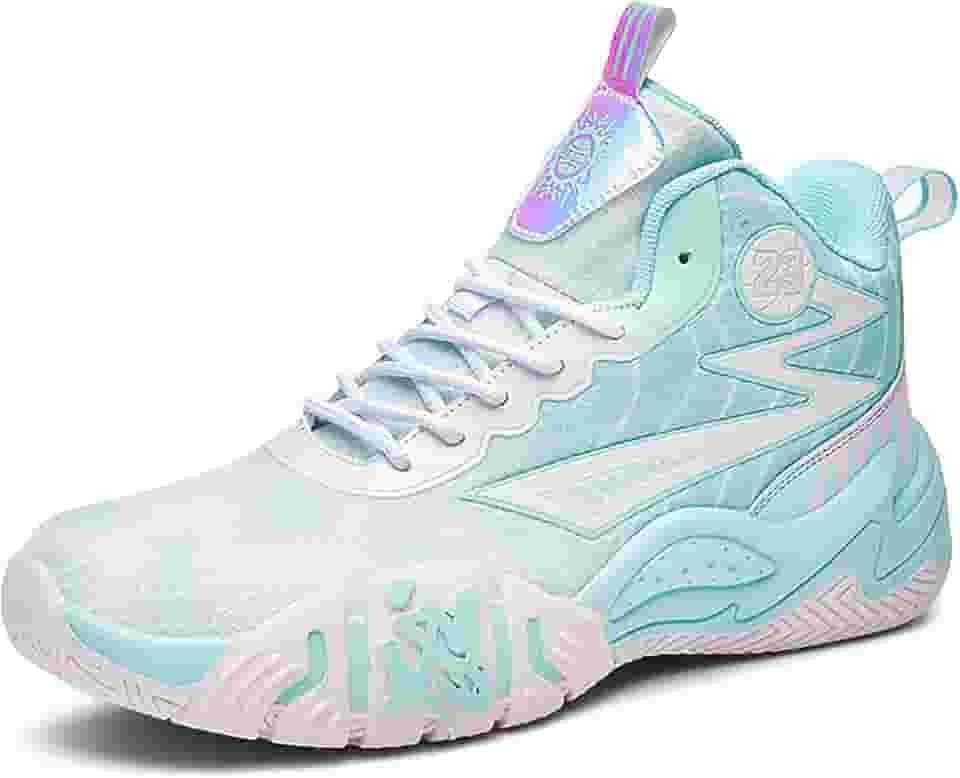 Novetra Tênis de basquete masculino de cano alto com superfície de malha para quadra externa, calçados esportivos antiderrapantes(Pink,37 BR)