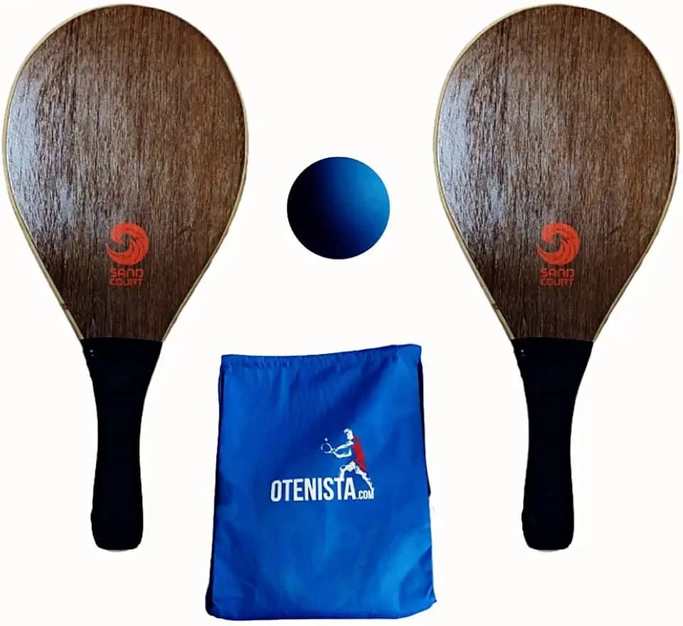 Kit para jogar Frescobol com 2 Raquetes Madeira Oca Mais Bolsa Gymsek e Bola Cortesia