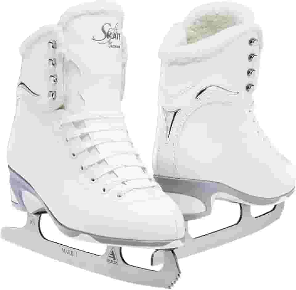 Jackson Ultima Patins de gelo femininos/Misses/Tot's Finesse 180 cano alto com cadarço médio SoftSkate Figure Ice Skates, branco/lã, 6 mulheres