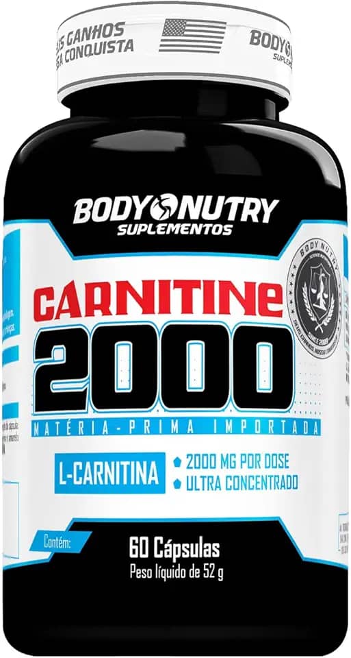 L-Carnitina 2000mg Por Dose Ultra Concentrado Puro Pote 60 Cápsulas L-Tartarato Matéria Prima Importada Suplemento Carnitine em Cáps Original - Body Nutry