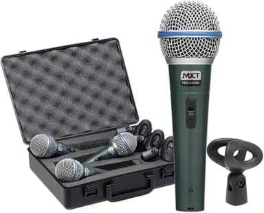 Kit 03 Microfone MXT Dinamico PRO BT-58A Metal com Maleta e Cachimbo