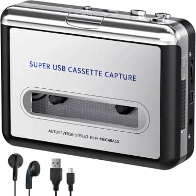 Gravador de fita cassete - Converta fita para digital MP3 digital, Walkmaner portátil com auto-reverso, conector de fone de ouvido de 3,5 mm