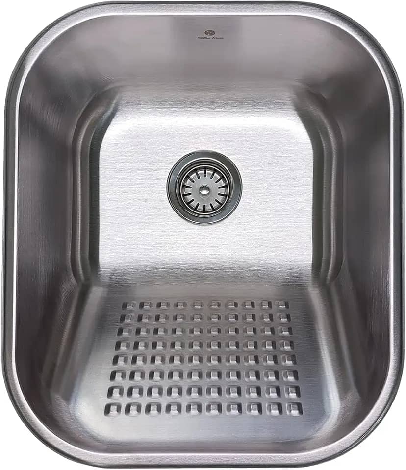 Tanque Lavanderia Aço Inoxidável Escovado Com Ralo Drenagem