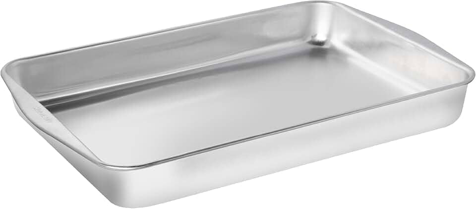 Assadeira Retangular Funda Rochedo Dura+ Polida 44cm, Alumínio Resistente, Alta Durabilidade, Bordas Laterais para Mais Praticidade e Livre de PFOA