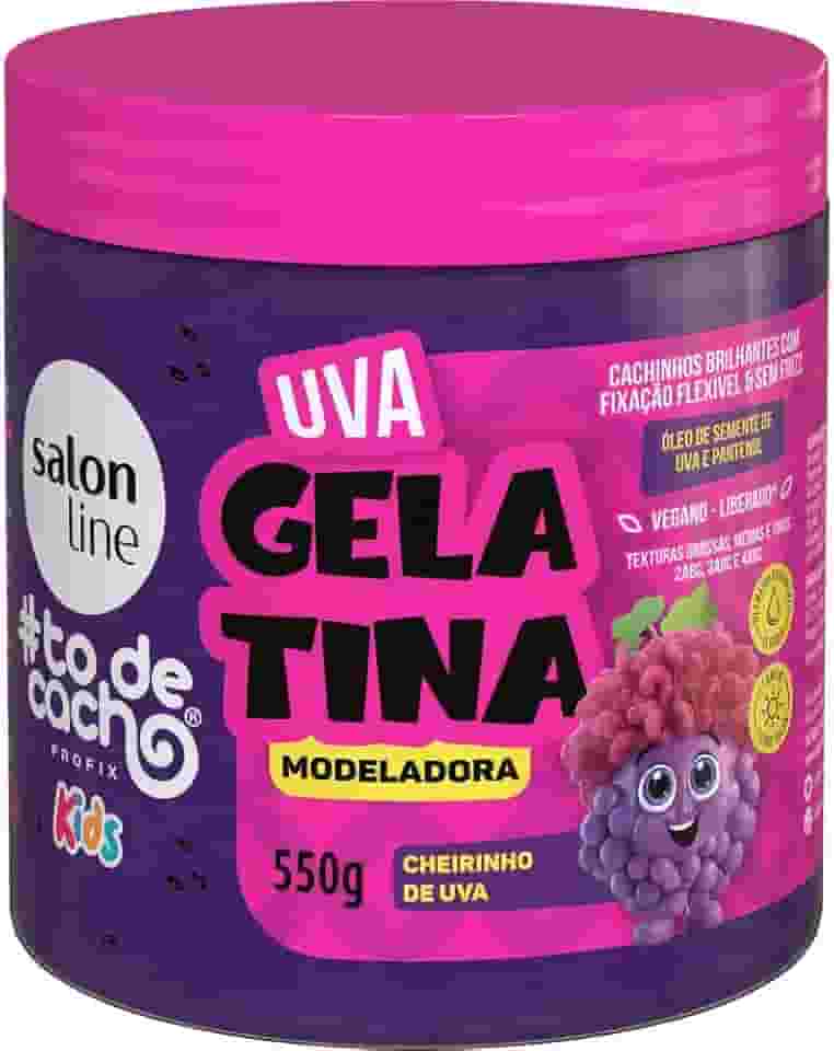 Salon Line, Gelatina Modeladora, #TodeCacho Kids, Uva, Vegano - Para Cabelos Ondulados, Cacheados e Crespos, 550g