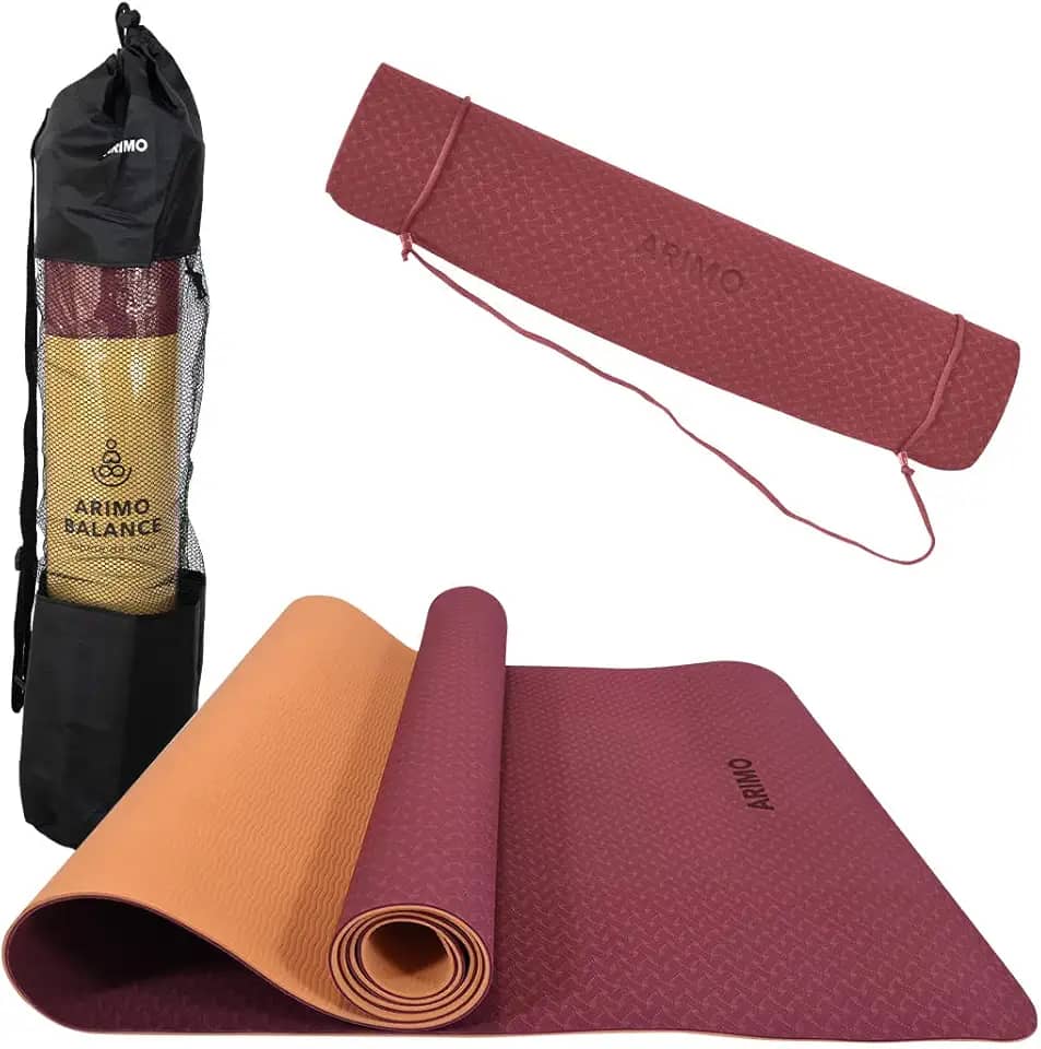 ARIMO Tapete Yoga Mat Antiderrapante TPE Ecológico Biodegradável Todos Os Tipos de Yoga/Pilates 181 x 61 cm x 4 mm