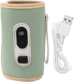 Aquecedor de mamadeira de leite para bebês com tela digital USB – Dispositivo portátil de 5 velocidades para leite materno e água (verde)