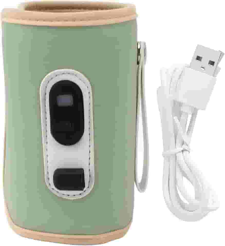 Aquecedor de mamadeira de leite para bebês com tela digital USB – Dispositivo portátil de 5 velocidades para leite materno e água (verde)