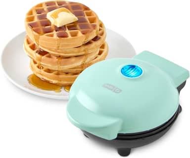 DASH Mini máquina de waffle - molde de waffle de 10 cm, ferro de waffle antiaderente com aquecimento rápido, superfície antiaderente de PTFE - Mini máquina de waffle perfeita para crianças e famílias,