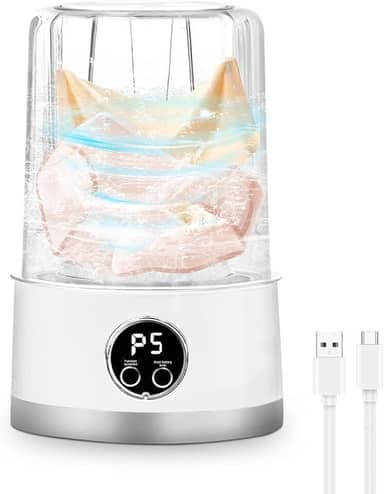 Máquina de lavar portátil, recarregável de 1500 mAh, mini máquinas de lavar sem fio, máquina de lavar roupa íntima de 1L, lavadora compacta dobrável para roupas de bebê/roupa íntima