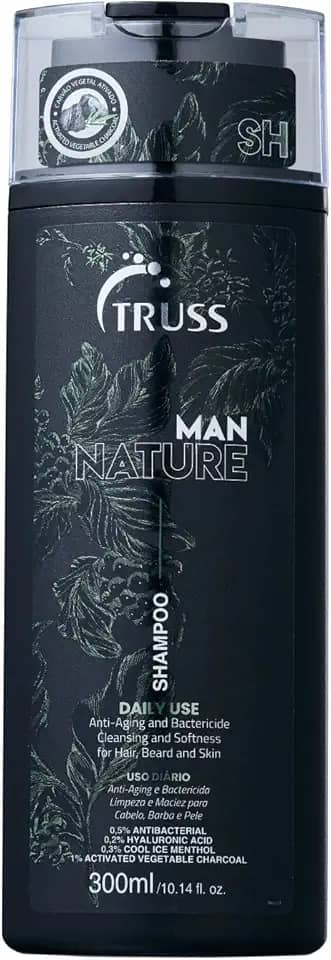 Truss Professional Shampoo Man Nature | Cabelo, barba e pele | Prevenção de acne e foliculite | Higienização profunda 300ml