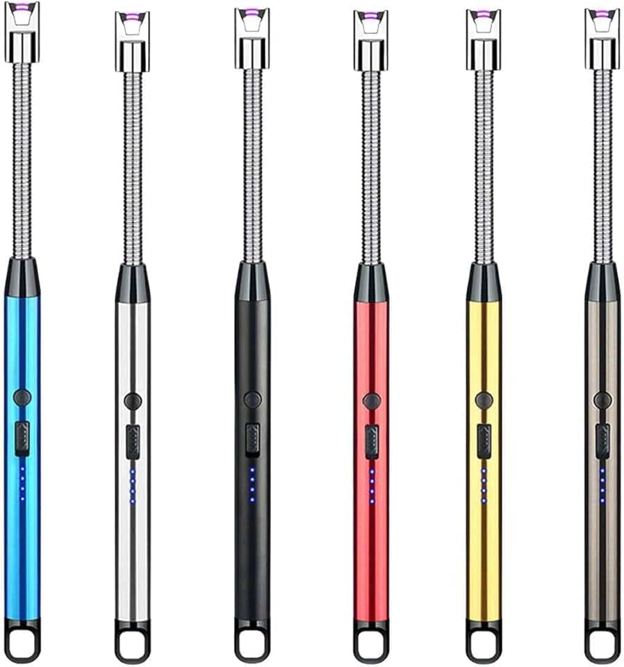 Acendedor Elétrico Recarregável USB-C, Flexível 360°, Resistente ao Vento, Indicador LED de Bateria (Acendedor Elétrico (Cores Sortidas))
