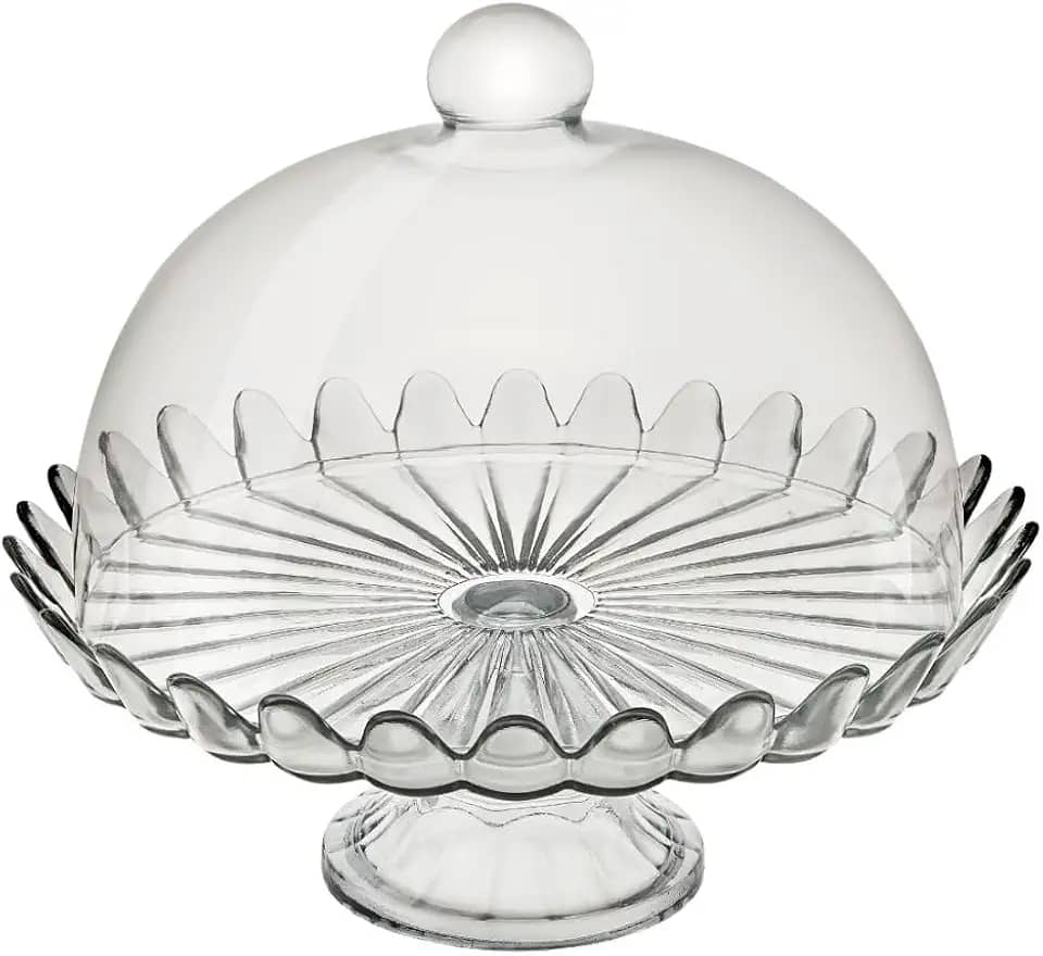 BOLEIRA DE VIDRO PÉTALAS DE JASMIN COM PÉ 24CM