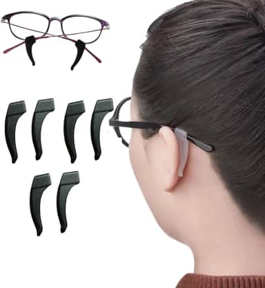 Prendedor de óculos gancho de orelha 3 Pares Suporte acessórios segura óculos antideslizante trava (Preto)