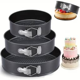 Conjunto de 3 Formas para Bolo, tortas com Fundo Removível Redonda Antiaderente teflon