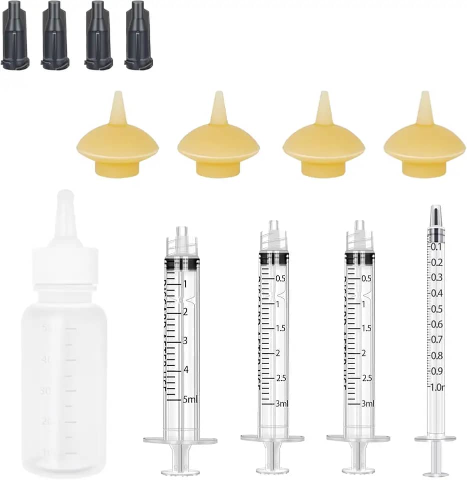 Xuanda Mini Mamadeira e Seringas para Animais de Estimação com Bicos para Animais Pequenos, Cães e Gatos (Modelo 5)