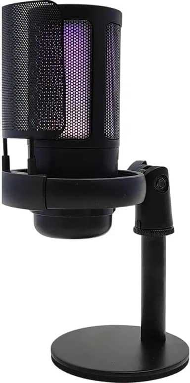 Microfone Gamer Condensador RGB Preto com Conector Monitoramento Fone de ouvido USB/TIPO-C Plug and Play Para Jogos Streaming e Gravações