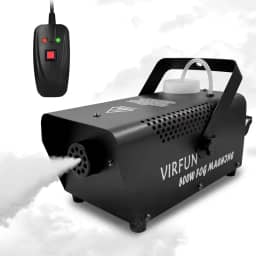 VIRFUN Máquina de fumaça automática, máquina de neblina com modo automático e controle remoto com fio para uso externo, casamento, interior, Halloween, festa e efeito de palco, tanque de 500 W e 500