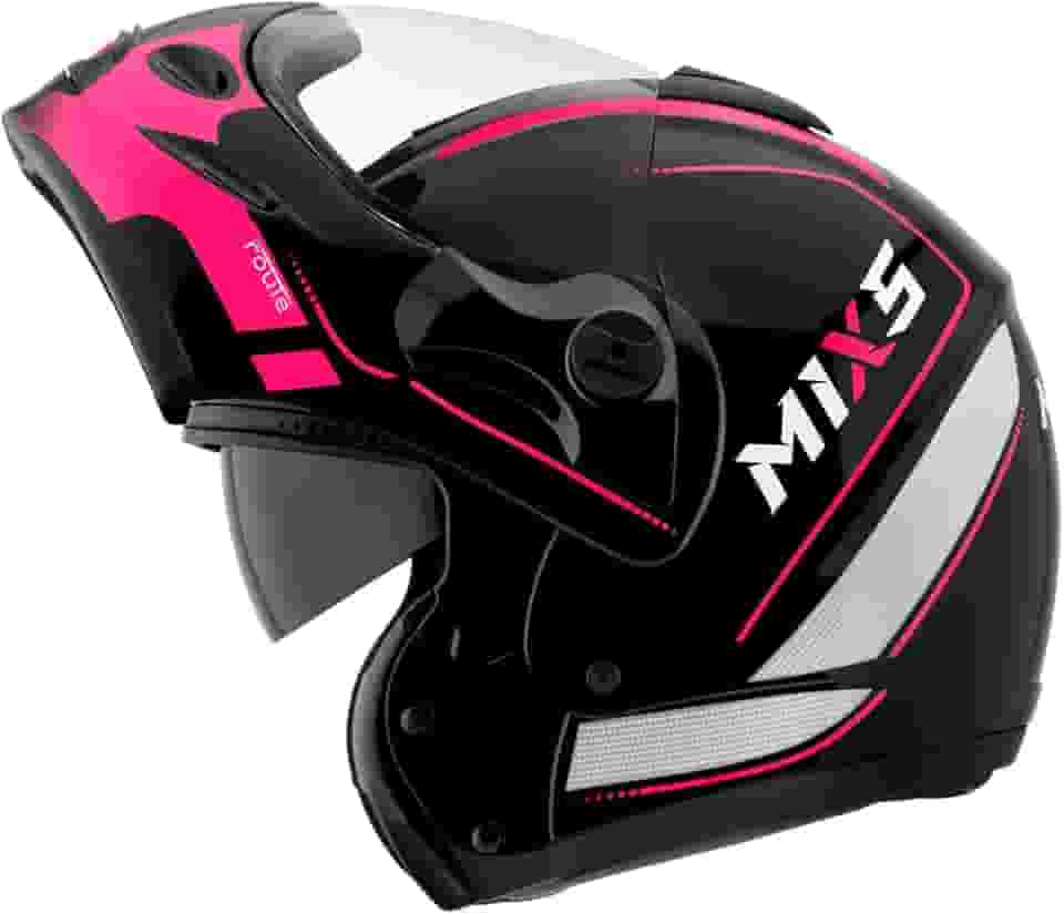 Capacete de Moto Mixs MX Captiva Route Brilhante Com Viseira Interna Solar Óculos de Sol Articulado Escamoteável Robocop Cinza Com Cinza