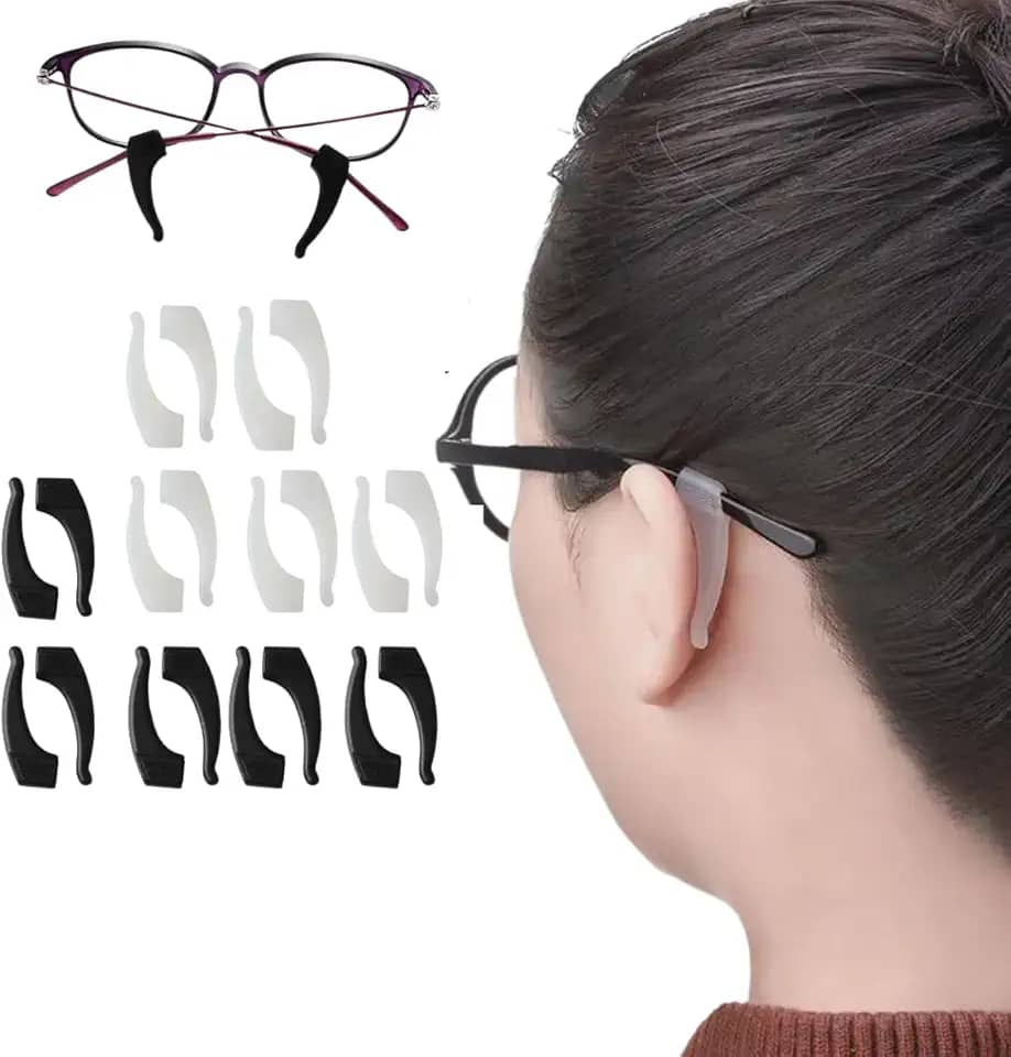 Prendedor de óculos gancho de orelha 3 Pares Suporte acessórios segura óculos antideslizante trava (Rosa)