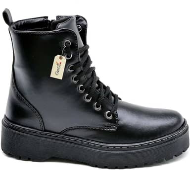 Bota Coturno Militar Feminino Blogueira Cano Alto Com Cadarço Sola de Borracha Antiderrapante 202-GG