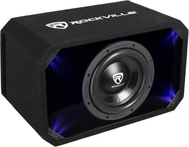 Rockville SV10K6D2 Subwoofer de carro K6 25.4 cm 2000W K6, 2-Ohm | Gabinete Plexi em caixa MDF ventilada, LED azul/branco selecionável