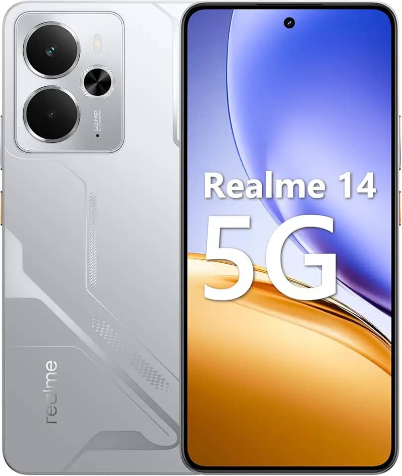 Smartphone Realme 14 5G 12 GB de RAM/256GB, /Tela 6.67"/120Hz Ultra-smooth, NFC - Mecha Silver
