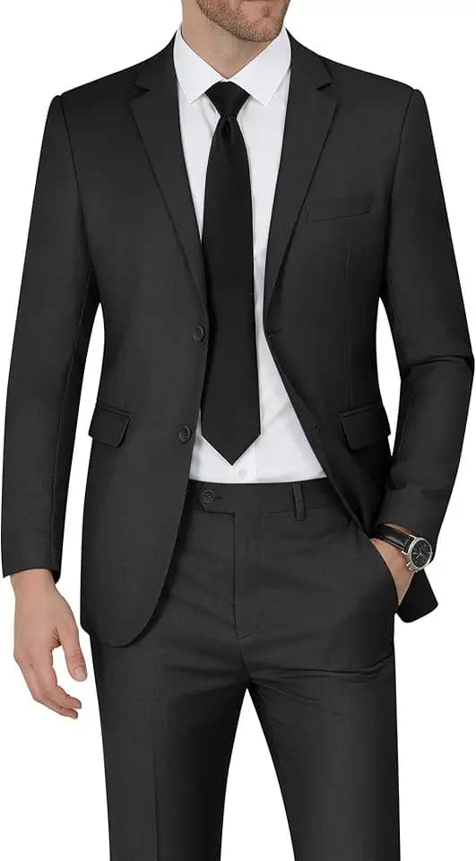 Conjunto de 2 peças blazer masculino slim fit com dois botões para casamento, formatura, smoking e calça
