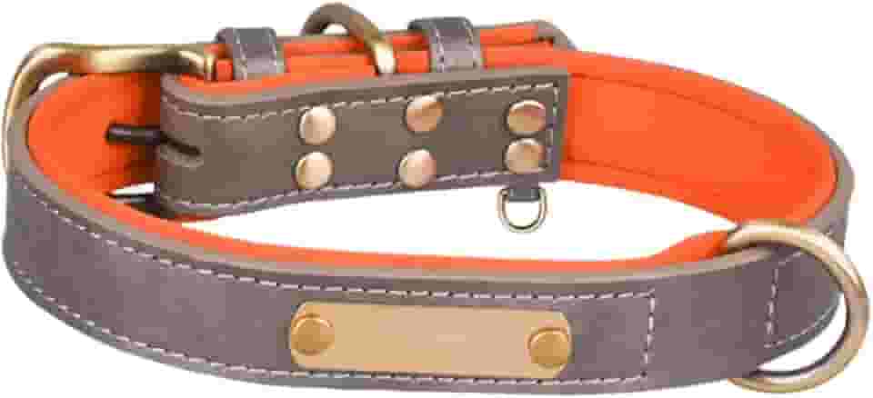 Ioensy Colar personalizado para cachorro, etiqueta de identificação gravada, colar com placa de identificação gravável para coelhos, Gray S