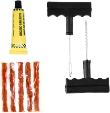 Kit Reparo de Pneu 8 Peças para Carro, Moto e Bicicleta – Sem Câmara, Ferramentas Inclusas, Ideal para Emergências
