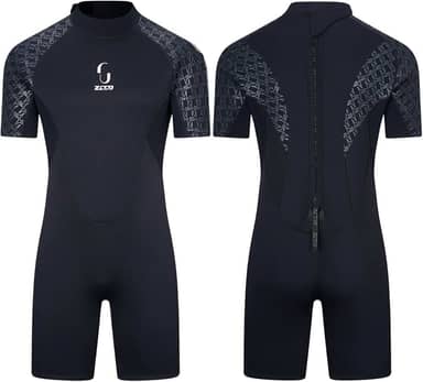 Roupa de mergulho masculina curta de 3 mm feminina, roupa de mergulho de corpo inteiro com zíper nas costas para mergulho, canoa, pesca submarina, surfe, snorkeling, trajes de natação