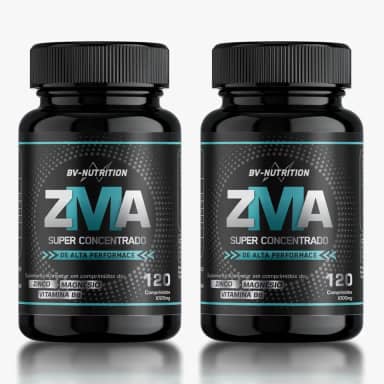 Kit 2x Zma Super Concentrado Zinco Bisglicinato, Óxido e hidróxido de Magnésio Vitamina B6 Piridoxina 120 Comprimidos Rende 60 Doses Suplemento Alimentar Desempenho - BV Nutrition