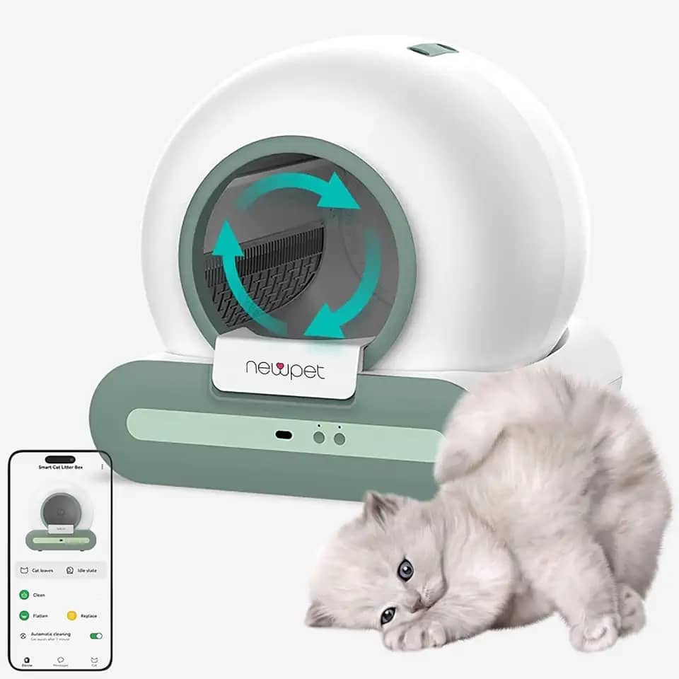 Caixas de Areia para Gatos, Banheiro Inteligente Gato Tuya WIFI Controle de APP Caixa Areia Gato Autolimpante Banheiro Gato (Branco(Kit 1))