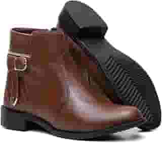 Bota Feminina Salto Baixo Cano Curto Zíper Lateral Casual Confort
