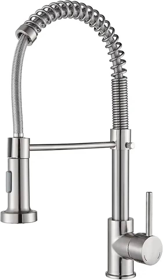 TINICO Torneira Cozinha Gourmet Monocomando Aço Inox Escovado Com Spray Extensor,Latão Maciço,Fácil Encaixe