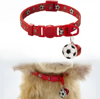 Coleira Breakaway para gatos com sino e acessório de futebol fofo para gatinho