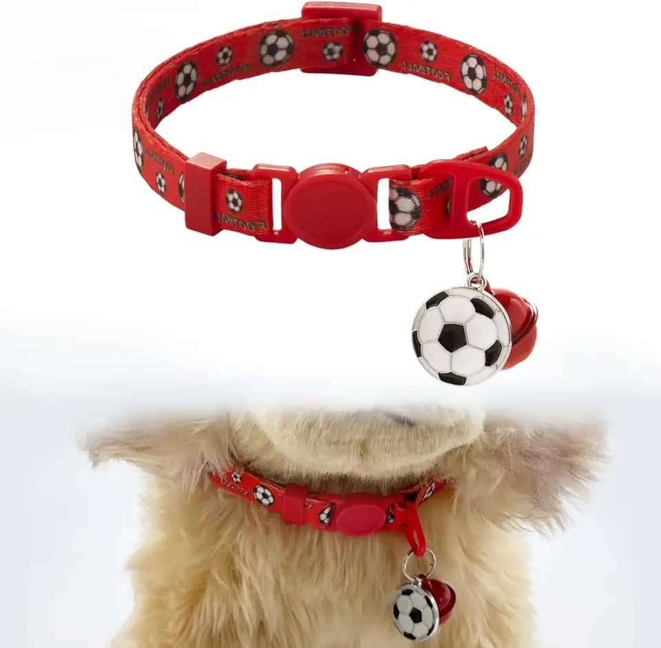 Coleira Breakaway para gatos com sino e acessório de futebol fofo para gatinho
