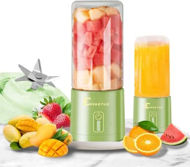 Liquidificador, Mixer e Batedeira! Copo de Vidro 400ML, 120W de Potência, 10 Lâminas Multiuso,Perfeito para Sucos, Vitaminas, Açaí e Vegetais (Verde)