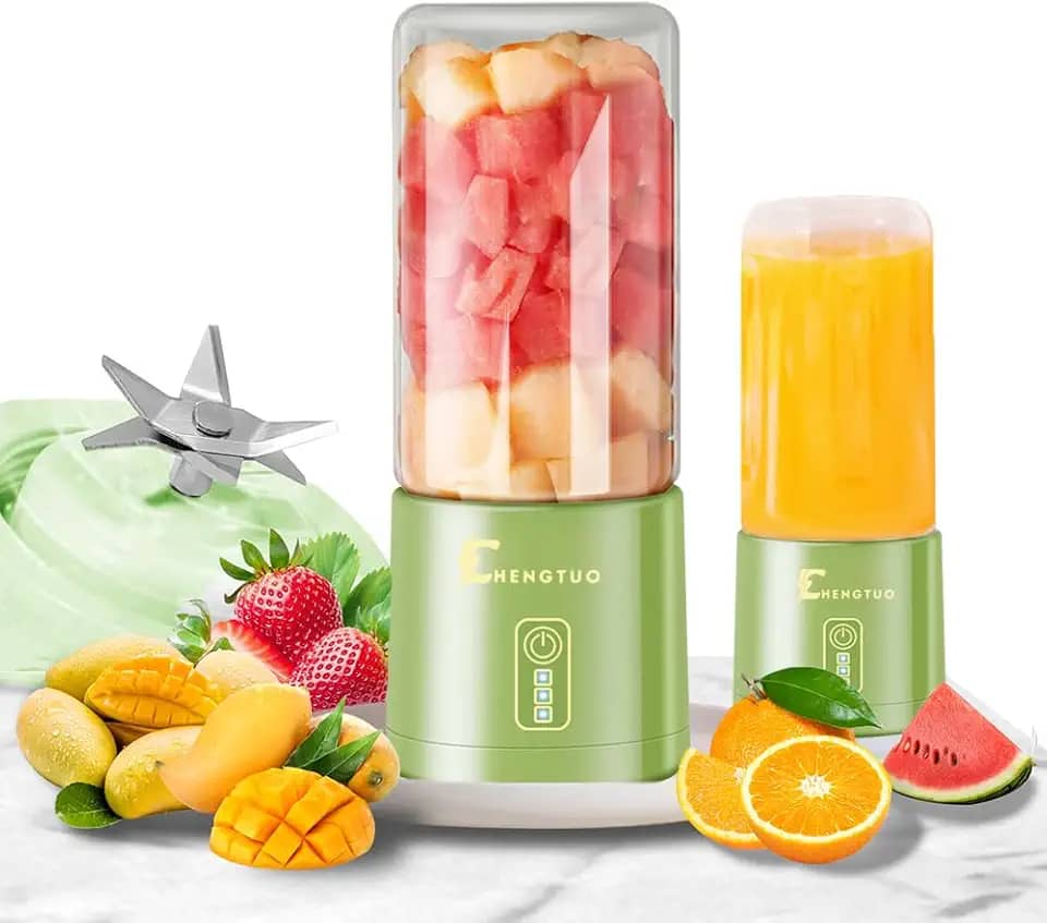 Liquidificador, Mixer e Batedeira! Copo de Vidro 400ML, 120W de Potência, 10 Lâminas Multiuso,Perfeito para Sucos, Vitaminas, Açaí e Vegetais (Verde)